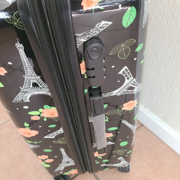 NWT Romantic Paris Rose Eiffel Tower hard shell luggage - Picture 7 of 10